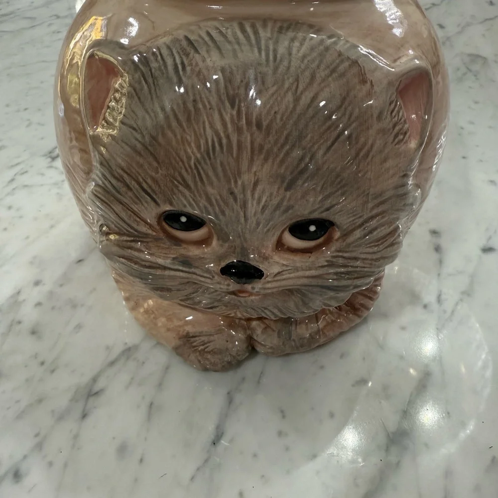 ❤️SOLD❤️ Vintage Cookie Jar 1960s Realistic Cat Treasure Craft RARE Mid Century - Picture 7 of 10